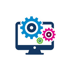 Gear Computer Logo Icon Design