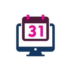 Calendar Computer Logo Icon Design