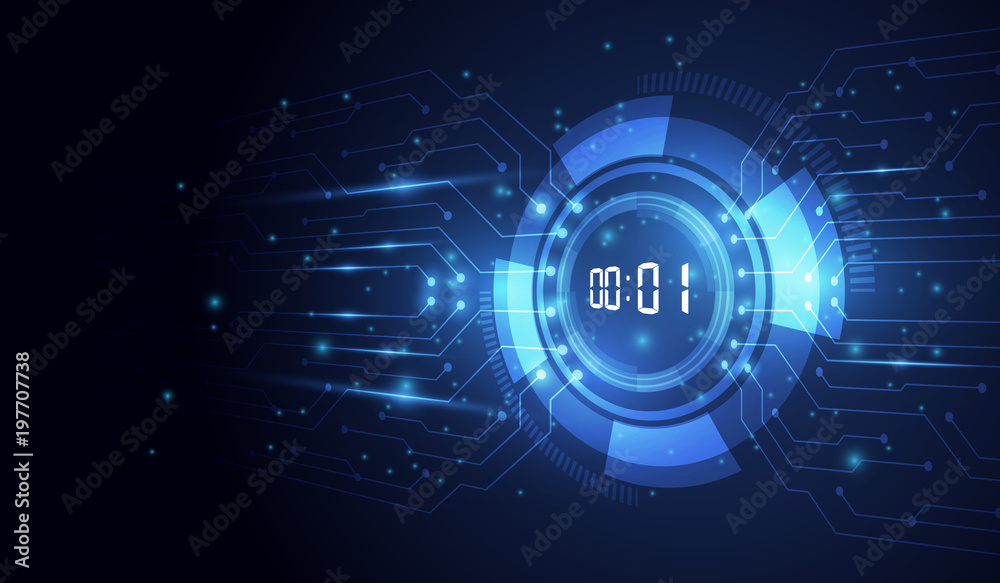 Poster abstract futuristic technology background with digital number timer concept and countdown, vector tr
