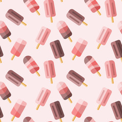 Chocolate and pink ice cream seamless vector pattern