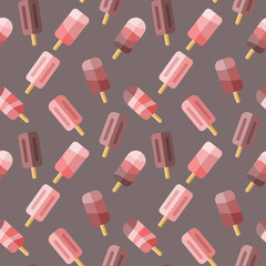 Chocolate and pink ice cream seamless vector pattern