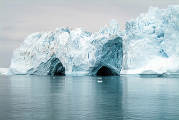 Glacier Ice Caves in the Arctic Ocean on Greenland's west coast