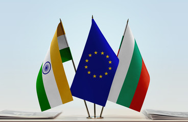 Flags of India European Union and Bulgaria