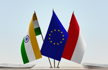 Flags of India European Union and Monaco