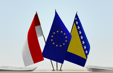 Flags of Indonesia European Union and Bosnia and Herzegovina