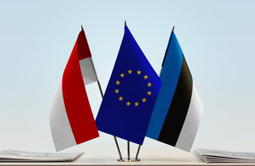 Flags of Indonesia European Union and Estonia