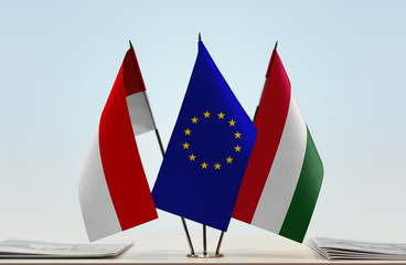 Flags of Indonesia European Union and Hungary