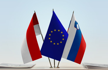 Flags of Indonesia European Union and Slovenia