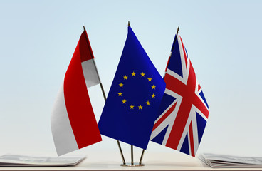 Flags of Indonesia European Union and Great Britain
