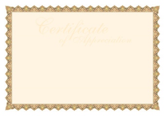 Certificate of Appreciation with outline security print