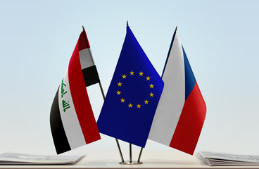 Flags of Iraq European Union and Czech Republic