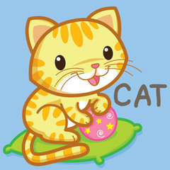 Cute cat are hugging the ball.