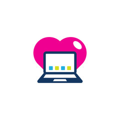 Laptop Love Logo Icon Design