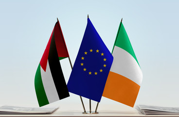 Flags of Jordan European Union and Ireland