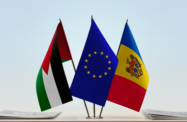 Flags of Jordan European Union and Moldova