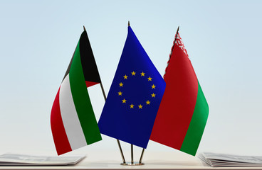 Flags of Kuwait European Union and Belarus