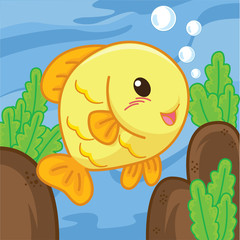 Cute fish are swimming