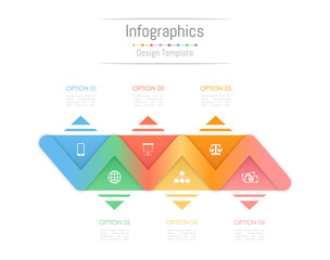 Infographic design elements for your business data with 6 options, parts, steps, timelines or processes. Vector Illustration.