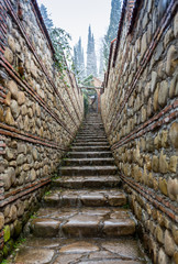 The narrow street in the Old City of Jerusalem.