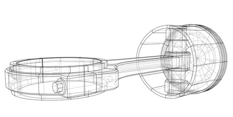 Sketch of piston. Vector rendering of 3d
