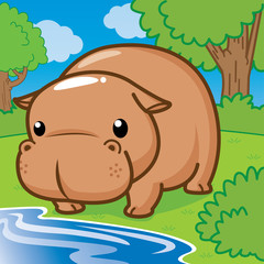 Hippopotamus, Cute vector, cute cartoon