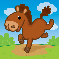 Horse Running, cute vector