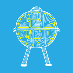 Unique illustration with a hand-drawn lettering for the BBQ Party.