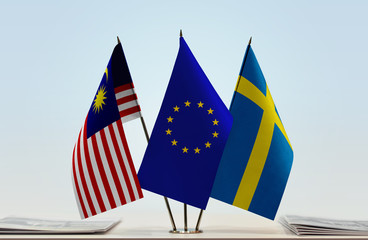 Flags of Malaysia European Union and Sweden