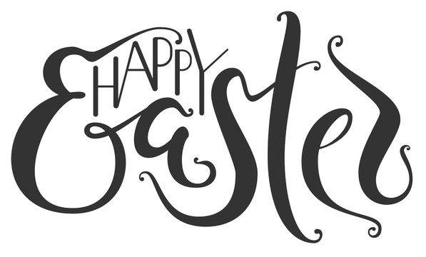 Happy easter ornate lettering text for greeting card