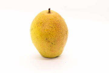 Closeup of Single yellow Fresh ripe organic pears
