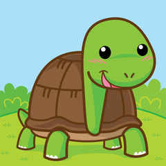 Cute turtle in the garden, Cute vector
