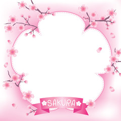 Illustration vector of pink Sakura flowers frame