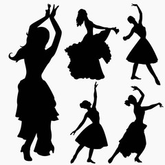 set of silhouettes of dancers © alisenok1990