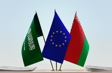 Flags of Saudi Arabia European Union and Belarus