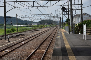 Fototapeta premium Old train platform and railroad