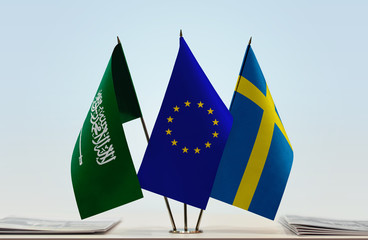 Flags of Saudi Arabia European Union and Sweden