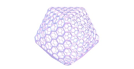 Giant fullerene-like molecular structure isolated on white background