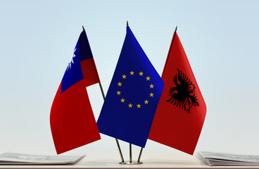 Flags of Taiwan European Union and Albania