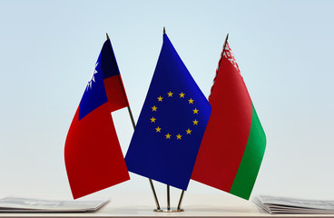 Flags of Taiwan European Union and Belarus