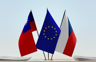 Flags of Taiwan European Union and Czech Republic