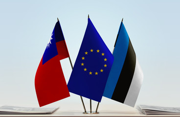 Flags of Taiwan European Union and Estonia