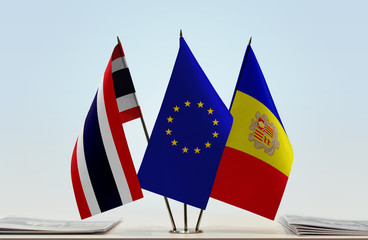 Flags of Thailand European Union and Andorra
