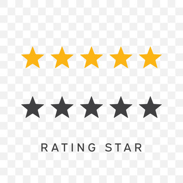 Five stars rating in yellow and black silhouette color.