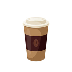 Coffee to go. Cup with lid. Vector illustration cartoon flat icon isolated on white.