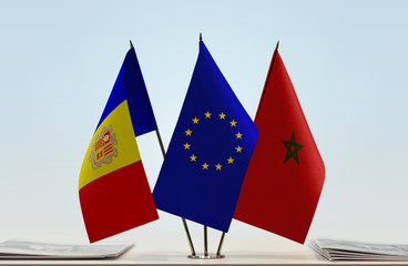 Flags of Andorra European Union and Morocco