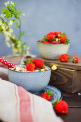 Summer breakast with strawberries