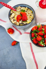 Summer breakast with strawberries