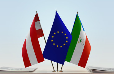 Flags of Austria European Union and Equatorial Guinea