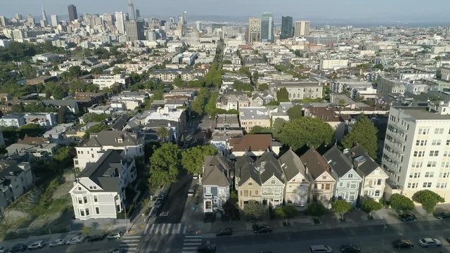 Aerial view of Steiner Street and San Francisco city