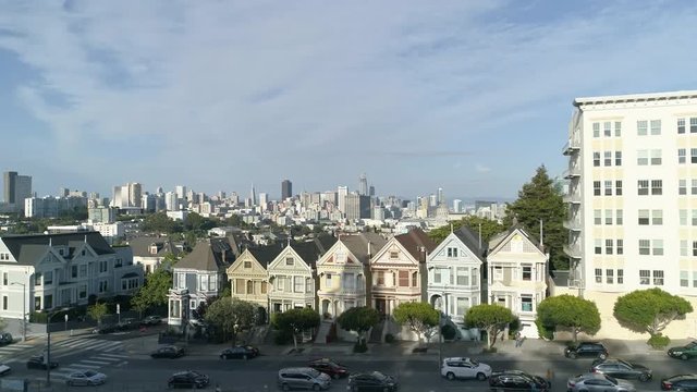 Aerial view of the "Painted Ladies" houses